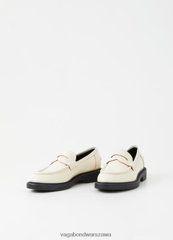 obuwie biała polerowana skóra kobiety L0VBFR138 Vagabond alex w loaferze