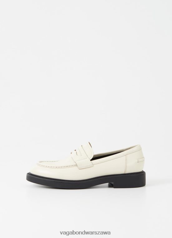 obuwie biała polerowana skóra kobiety L0VBFR138 Vagabond alex w loaferze