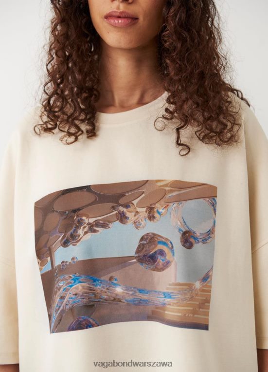 strój biaława tkanina kobiety L0VBFR258 Vagabond pudełkowa koszulka x micky ho