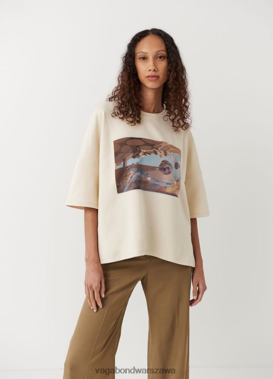 strój biaława tkanina kobiety L0VBFR258 Vagabond pudełkowa koszulka x micky ho