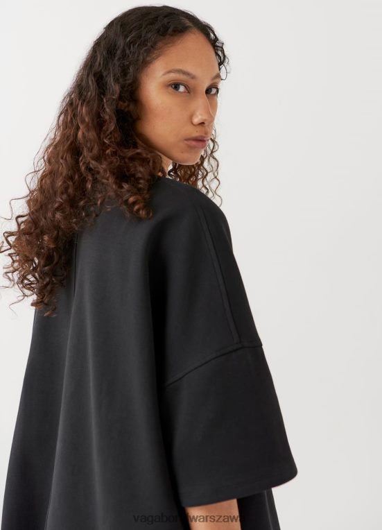 strój czarny tekstylny kobiety L0VBFR259 Vagabond pudełkowa koszulka x micky ho