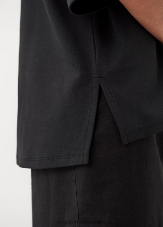 strój czarny tekstylny kobiety L0VBFR261 Vagabond pudełkowa koszulka